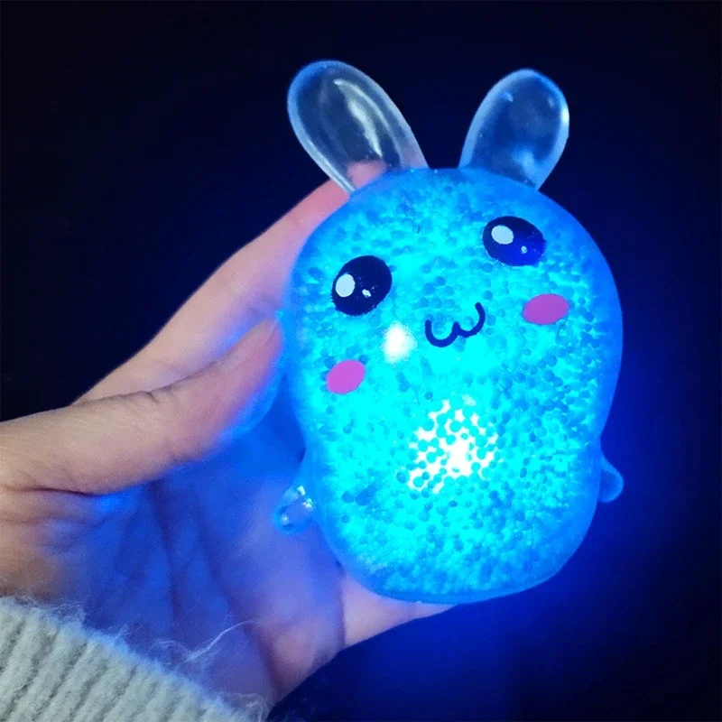 Giocattolo Squishy Coniglietto luminoso Palla d'uva Giocattolo di decompressione Spremere Fidget per la terapia dell'autismo con perline Ragazzi Ragazza Regalo di Natale