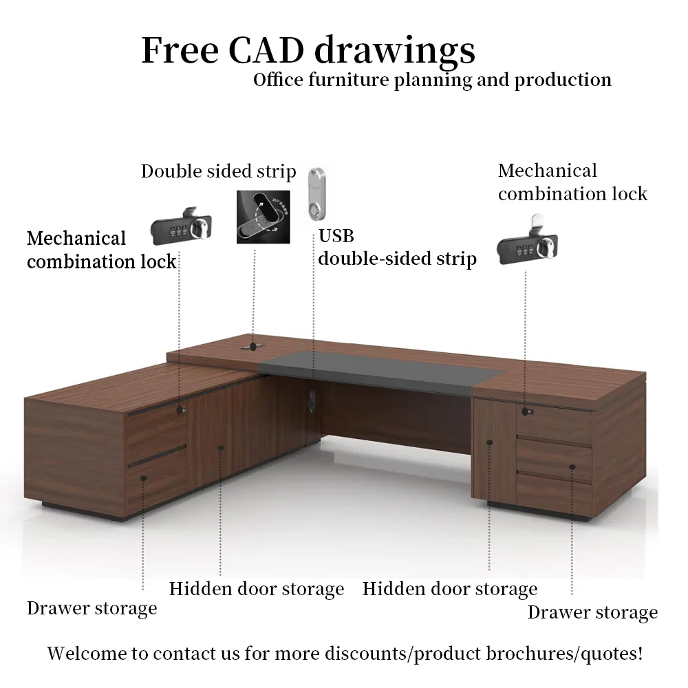 2026 Office Furniture Desk High Tech Executive Desks Boss L Shaped Manager CEO Office Desk Customized Executive Office Furniture