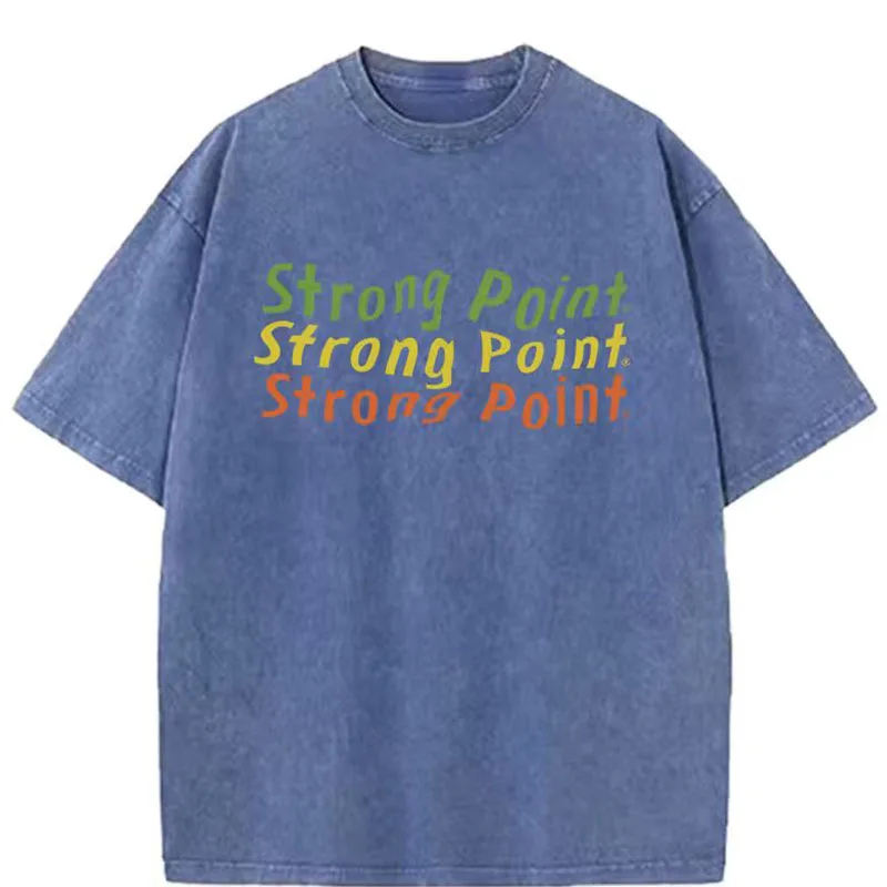 Men's 2026 Summer Washed Vintage Short Sleeve 230g Weight 100% Pure Cotton Loose-Fitting Casual Colorful Letter Pattern T-Shirt