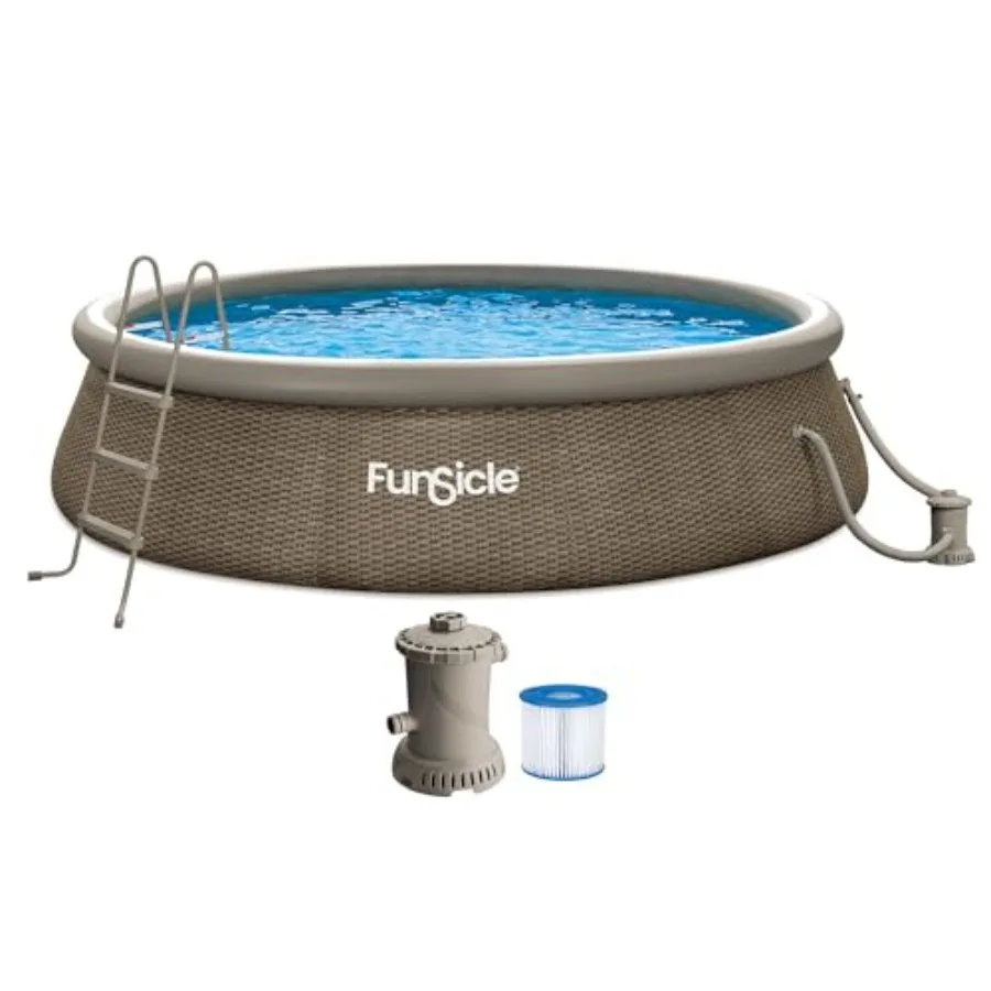 

Above ground swimming pool for backyard use,steel frame with triple basketweave pattern,includes FiltraBoost 800 GPH Filter Pump