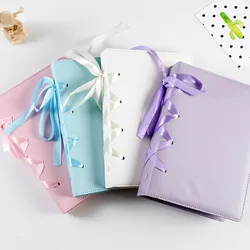 INS K-Pop Star A5 Binder Album PU Leather Photo Book with Photocard Holder Pure Color Scrapbooking Collection Bow Decoration