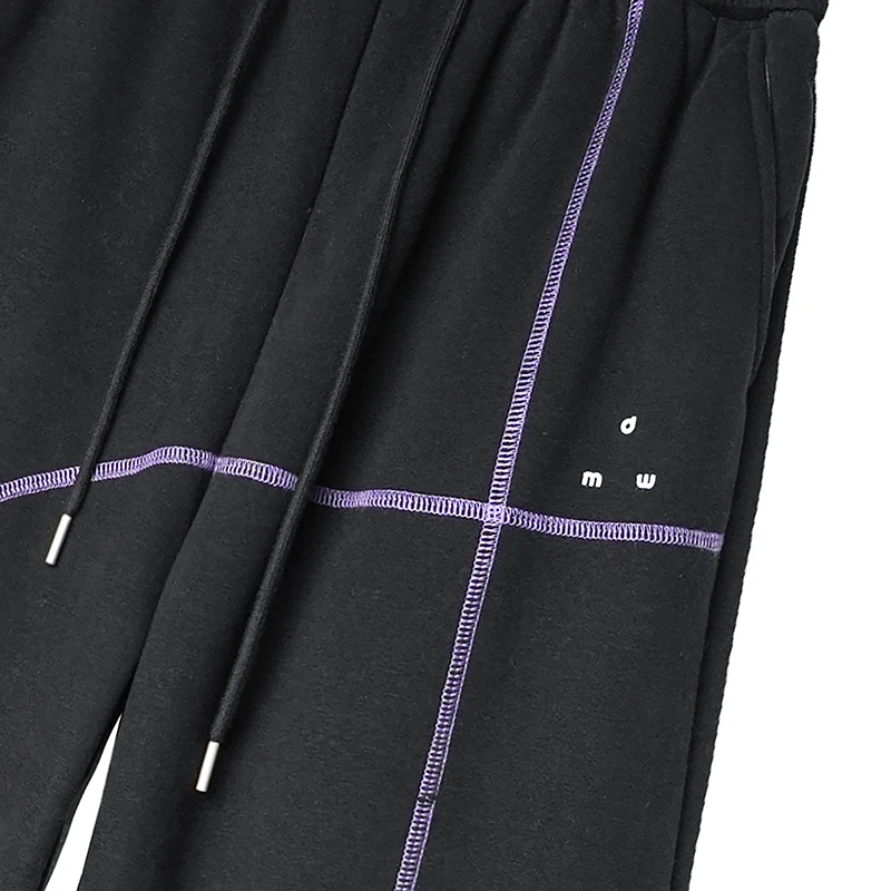 61% قطن، مريح ومسامي، خصر مطاطي فضفاض مناسب من الصوف - بنطال رياضي مبطن |   ملابس الشارع للجنسين 360 جرام