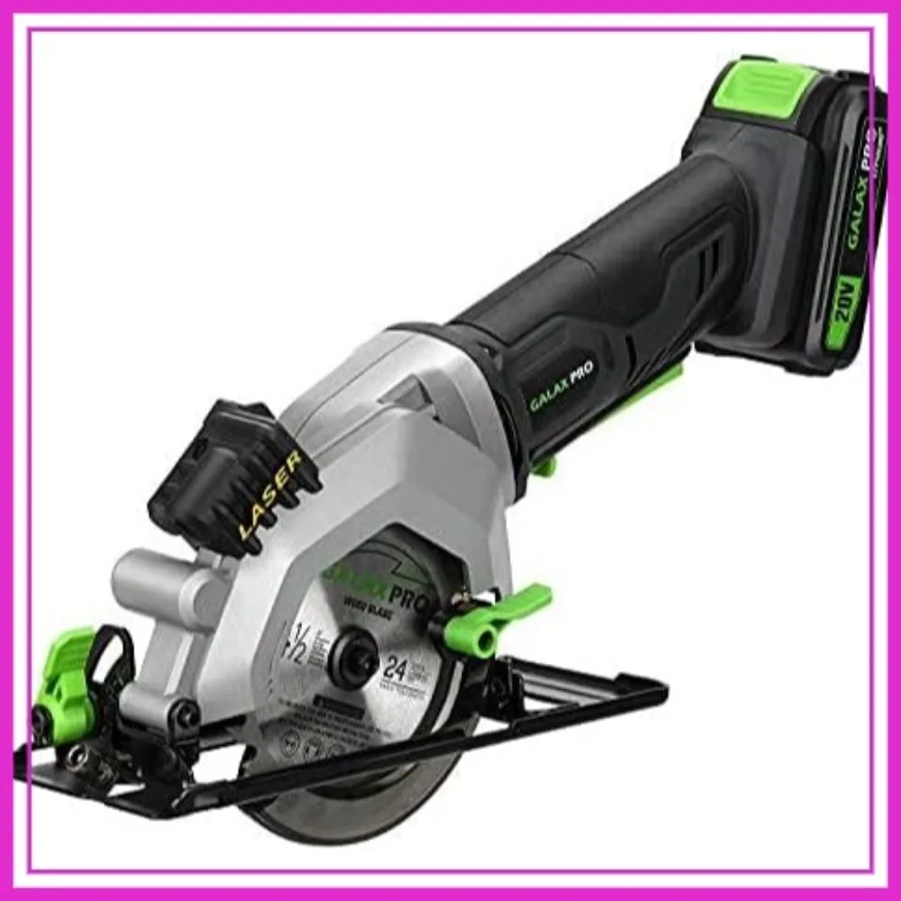 

Mini Circular Saw 4-1/2" Cordless, 20V with 2.0Ah Battery, Laser Guide, 2 Blades, 3400 RPM, 1-11/16" Cut Depth
