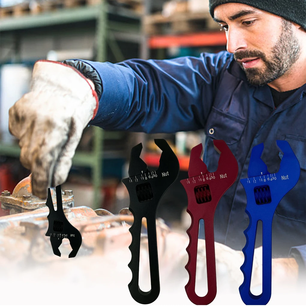 

AN3-AN16 Adjustable Wrench Aluminum Alloy Automobile Hose End Fitting Spanner Portable Maintenance Accessories Red