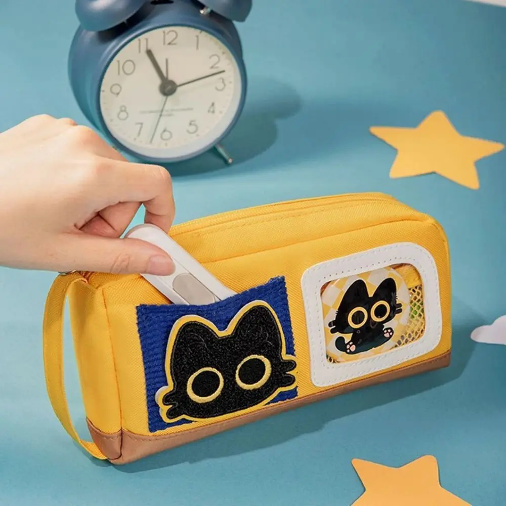 Novelty Large Capacity Cat Pencil Case Desk Organizer Calico Stationery Bag Zipper Cartoon Cat Pencil Bag Learning
