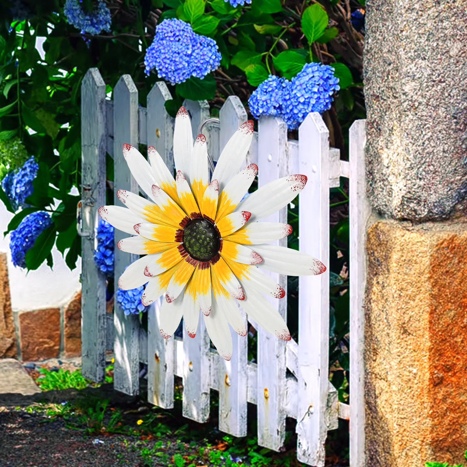 

Artificial Flower Decor, Iron Hanging Wall Art For Living Room Garden Balcony, Metal Flower Sculpture Home Decor Wall Pendants