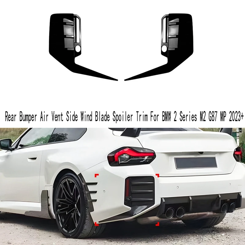 

Car Rear Bumper Air Vent Side Wind Blade Spoiler Indicator Light Trim For BMW 2 Series M2 G87 MP 2023+