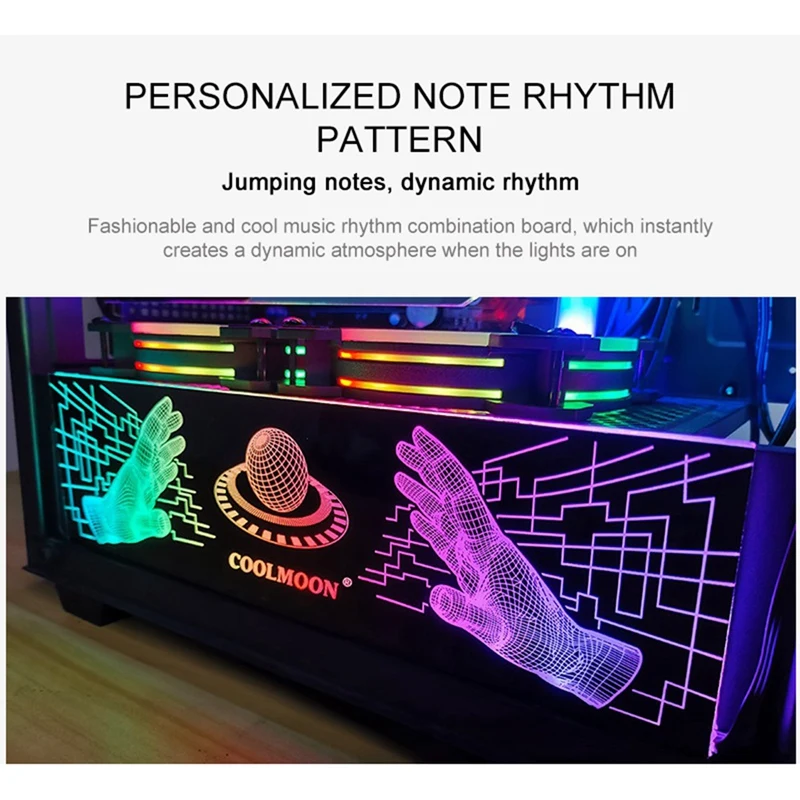 Para COOLMOON RGB tablero de luz LED fuente de alimentación tablero de luz chasis tablero de luz para decoración de chasis de PC