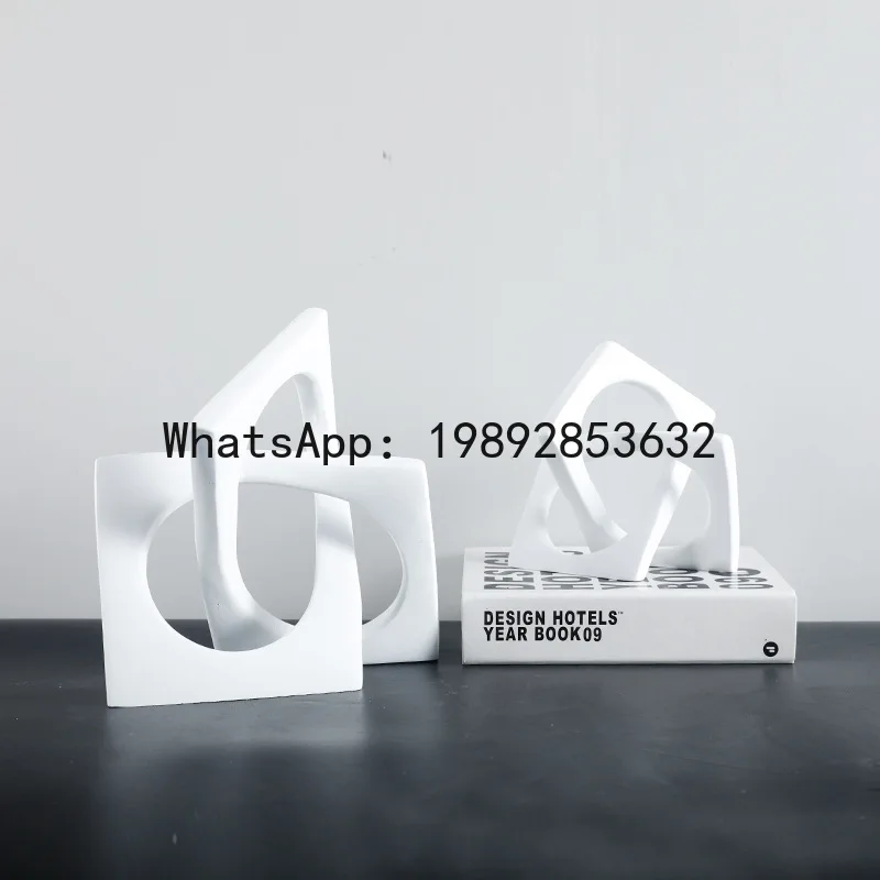 

Creative Geometric Ring Sculpture White Cross Square Hollow Winding Ornaments Decorative Figurines Home Decoration Accessories