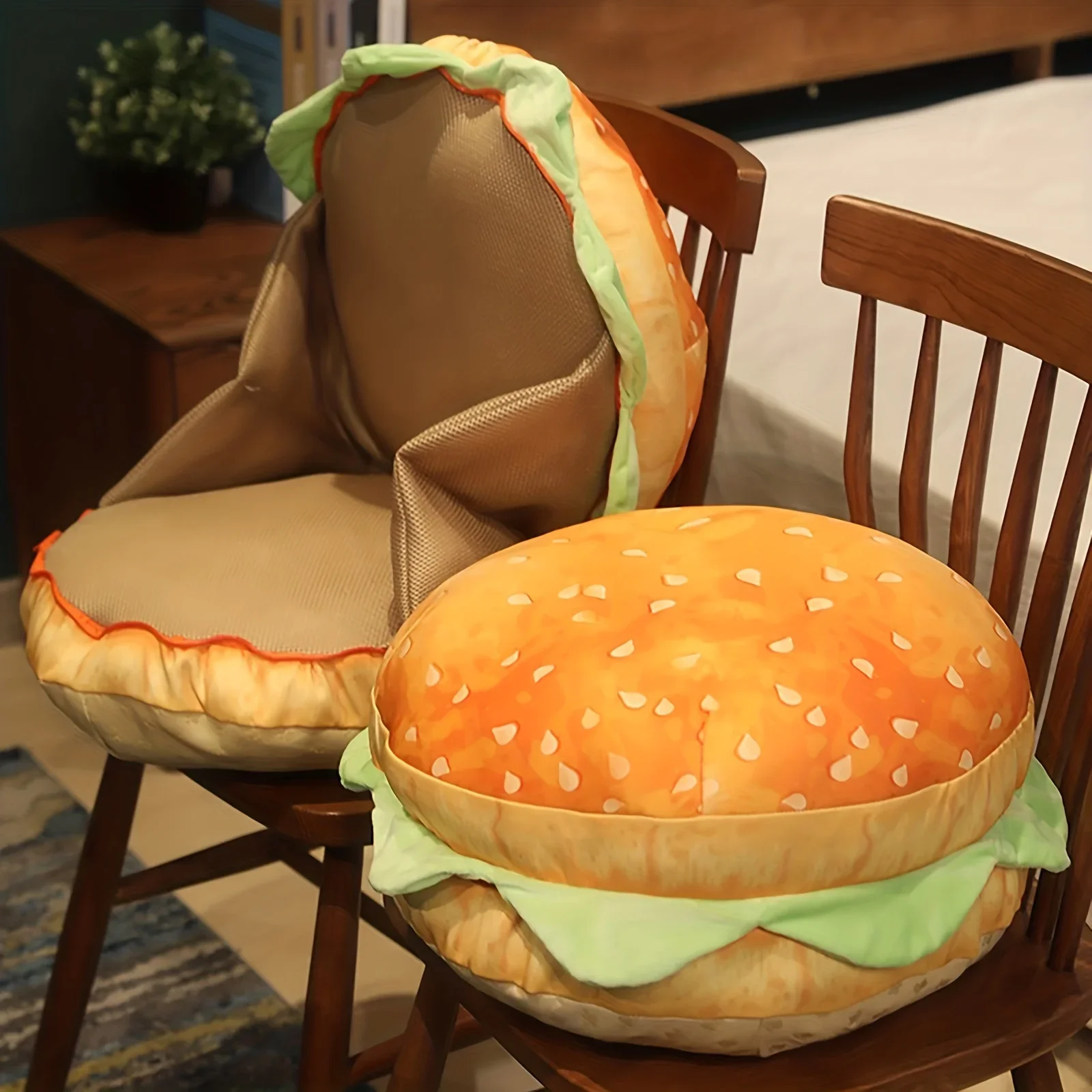 Office Chair Pad Realistic Burger Pillow Cushion-Fun Prank Gift Cheeseburger Pillow Hamburger Plushie Pillow Toys Gift