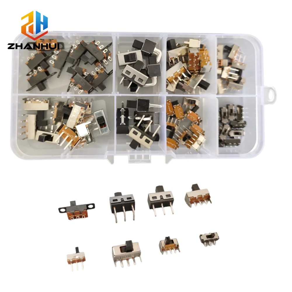 70Pcs/Box Micro Slide Switch Kit - SS12F15 SK12D07 On-Off Mini Toggle Switch PCB Mount for Arduino Projects