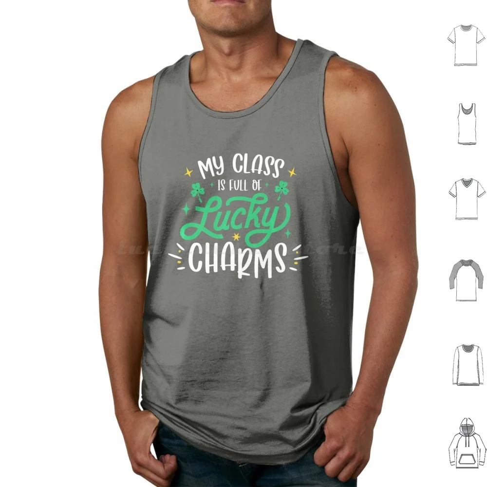 My Class Is Full Of Lucky Charms Tank Tops Vest Sleeveless Lucky Luck Cute Irish Cat Clover Shamrock Ireland Japanese Funny