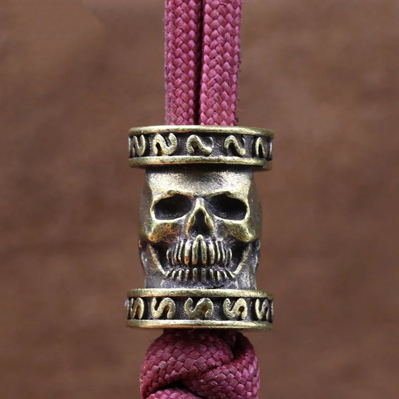 

Punk Skull Cylinder Brass Knife Beads EDC DIY Paracord Woven Bracelets Lanyard Pendants Accessories Outdoor Tool Hangings Charms