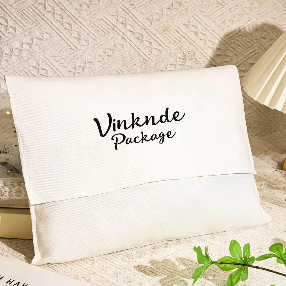 

‌Custom Logo Printed Cotton Canvas Envelope Style Dust Flap Pouch Eco Friendly Reusable Jewelry Gift Organizer Ring Earring