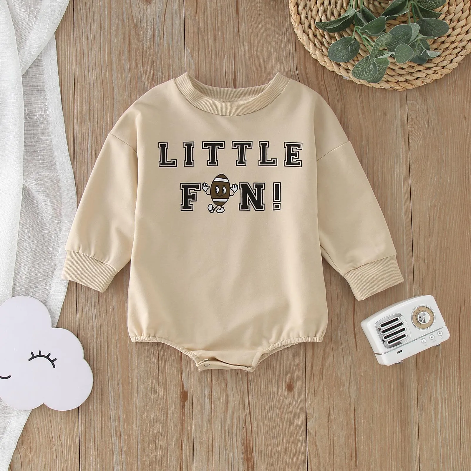 

Toddler Newborn Infant Girl Boy Baby Sweatshirt Rompers Rugby Football Letter Pattern Long Sleeve Jumpsuit Pullover Bodysuits