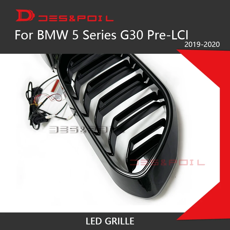 LED Light Grille For BMW 5 Series G30 Pre-LCI Kidney Grille Front M5 Grill Grid M Sport With Lamp 2019-2020