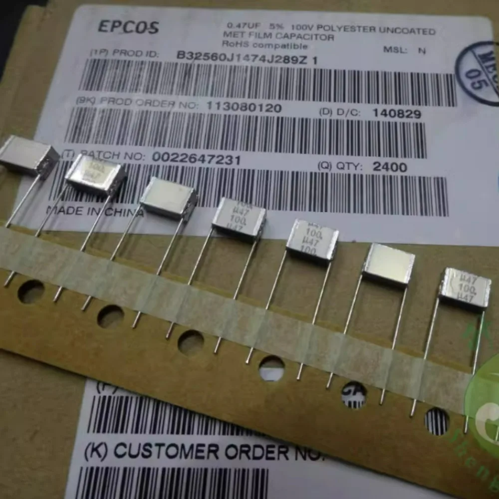 

10pcs/lot EPCOS 0.47uf/100v 470nf u47 474 Brand New 8mm Layered Film Capacitor B32560J1474J