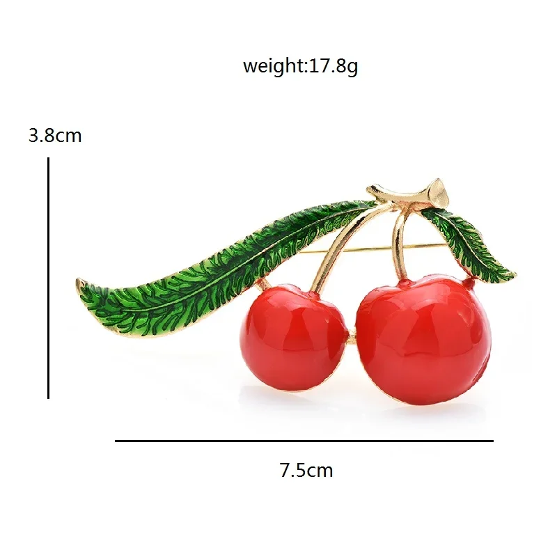 Blucome New Beauty Cherry Brooches For Women Unisex Red Enamel Delicious Fruits Party Office Brooch Pin Gifts