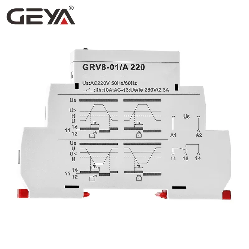 GEYA GRV8-01 Single Phase Voltage Relay Adjustable Over or Under Voltage Protection Monitor Relay with LED display