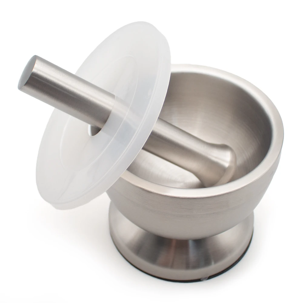 304 Stainless Steel Mortar and Pestle Set 100mm Lab Grinding Bowl with Non-Slip Base for Herb Spice Paste Grinding