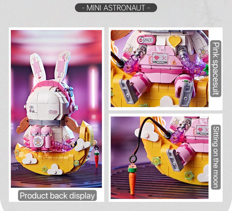 LOZ Lizhi 1753 Astronaut Children\'s Puzzle Toys Male and Female Rabbit Handmade Model Decoration Building Block Gift