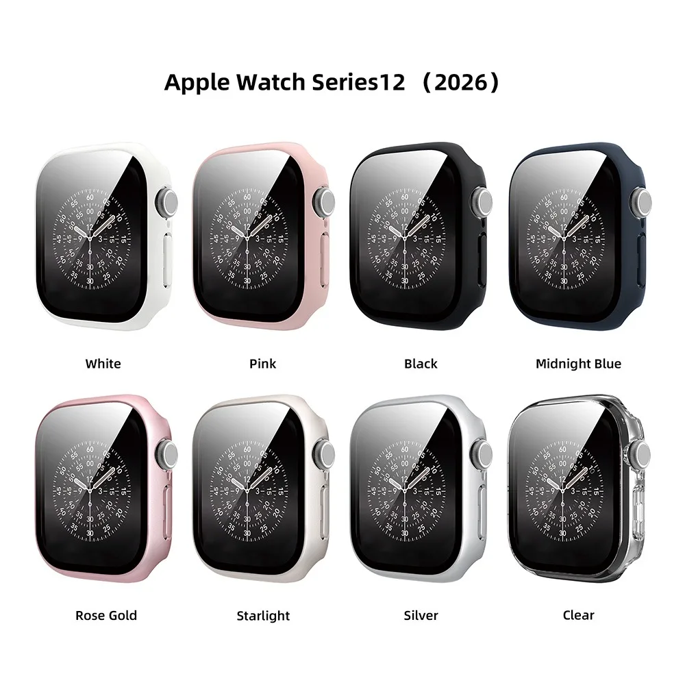 Tempered Glass+Cover For Apple Watch Case 12 46mm 42mm Matte PC Bumper Screen Protector iWatch Series 12 11 10 42/46mm Accessory
