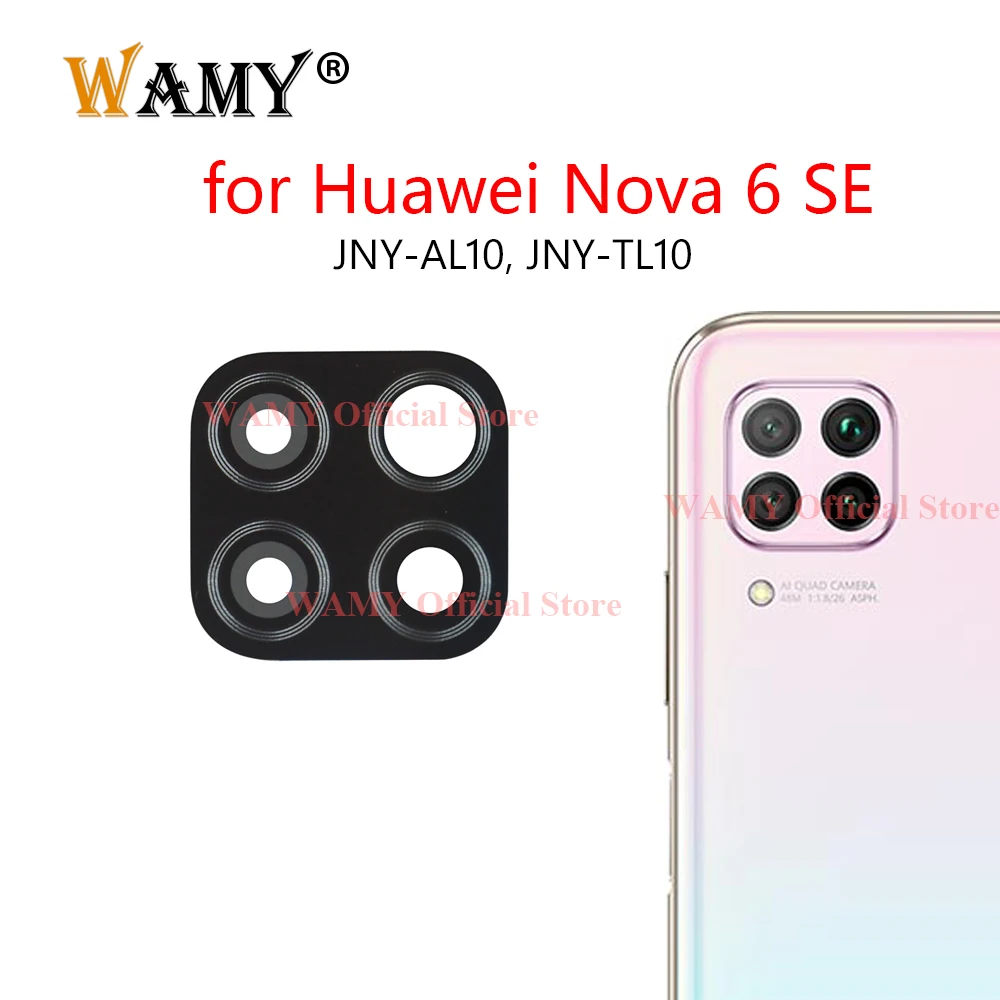 WAMY Rear Back Camera Glass Lens Cover Replacement for Huawei Nova 6 SE 6SE With Sticker