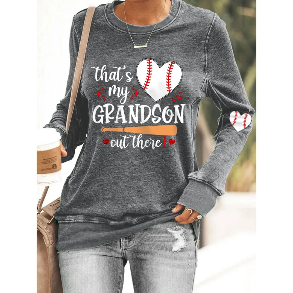 

Rheaclots Women's That's My Grandson Out There Baseball Casual Sweatshirt