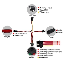 Electric Bicycle Front Rear Light Set 12-72V Ebike Headlight Tail Light Connection Wires Kit Cycling E-Bike Accessories