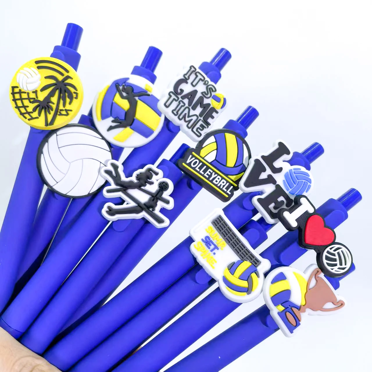 10 قطع من أقلام الكرة الطائرة الناعمة المحايدة، سلسلة رياضية بلون سادة، أدوات مكتبية للطلاب، قلم حبر جاف عشوائي #2