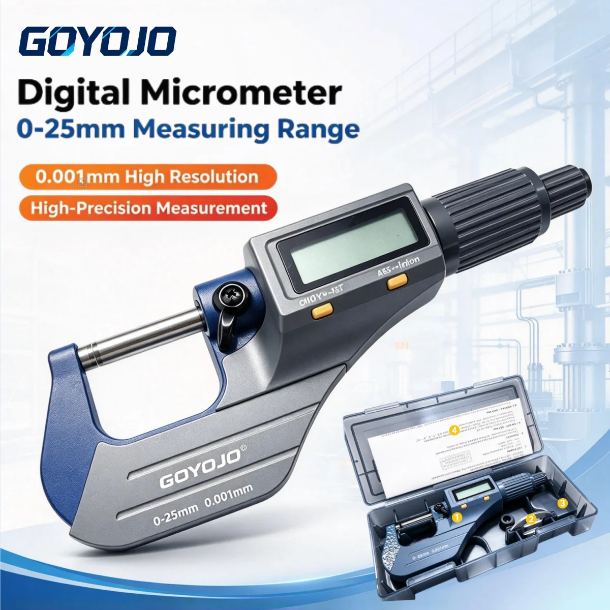 0-25mm Electronic Digital Micrometer With 0.001mm Ultra High Resolution, Precision Caliper Tool For Machining Measurement