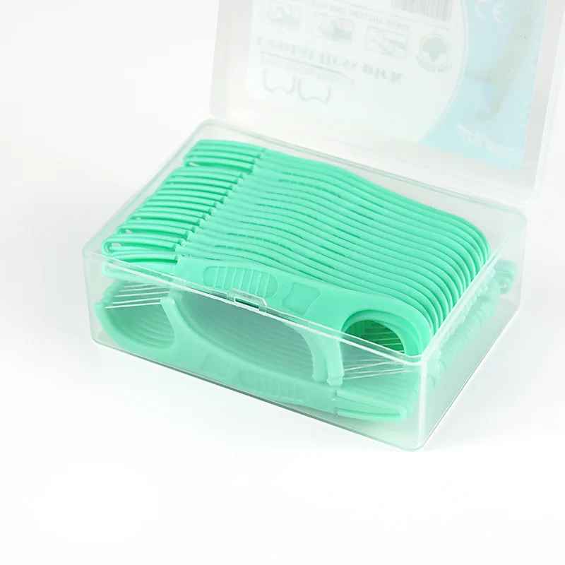 50 قطعة عصا خيط تنظيف الأسنان ذات الاستخدام المزدوج بنكهة النعناع المتاح مسواك الخيط فرشاة بين الأسنان العناية بصحة الفم تنظيف الأسنان #5