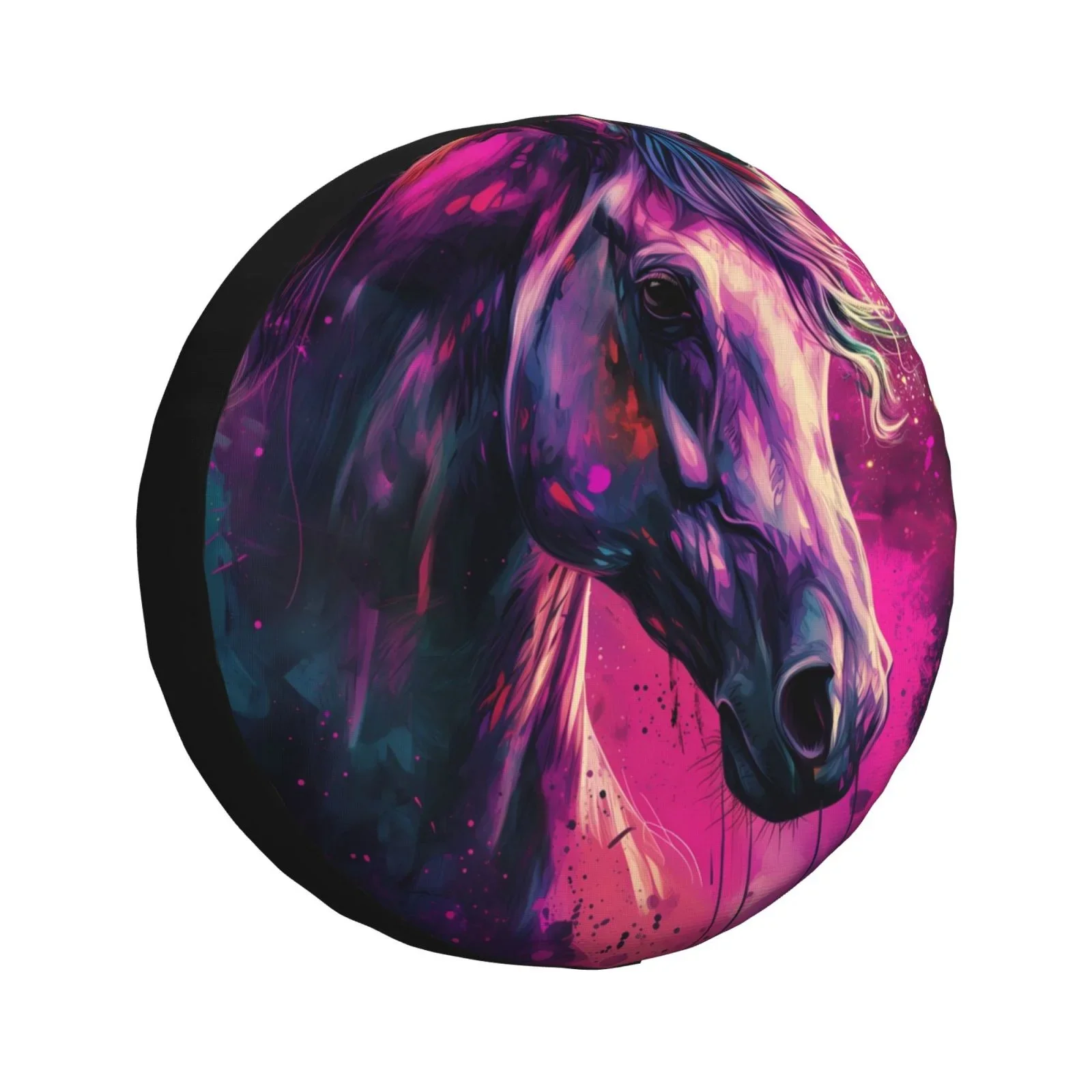 

Watercolor Painting White Horse for Spare Tire Cover Tire Wheel Protector Wheel Cover Fit for Truck Trailer RV SUV Camper
