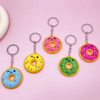 Cute Candy Doughnut Keychain Mini Cartoon PVC Donut Key Ring for Girls Purse Backpack Charm Birthday Party Gifts