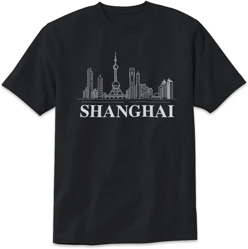 Shanghai City T-Shirt Shanghai Skyline Design Tee Short Sleeve Unisex Shirt