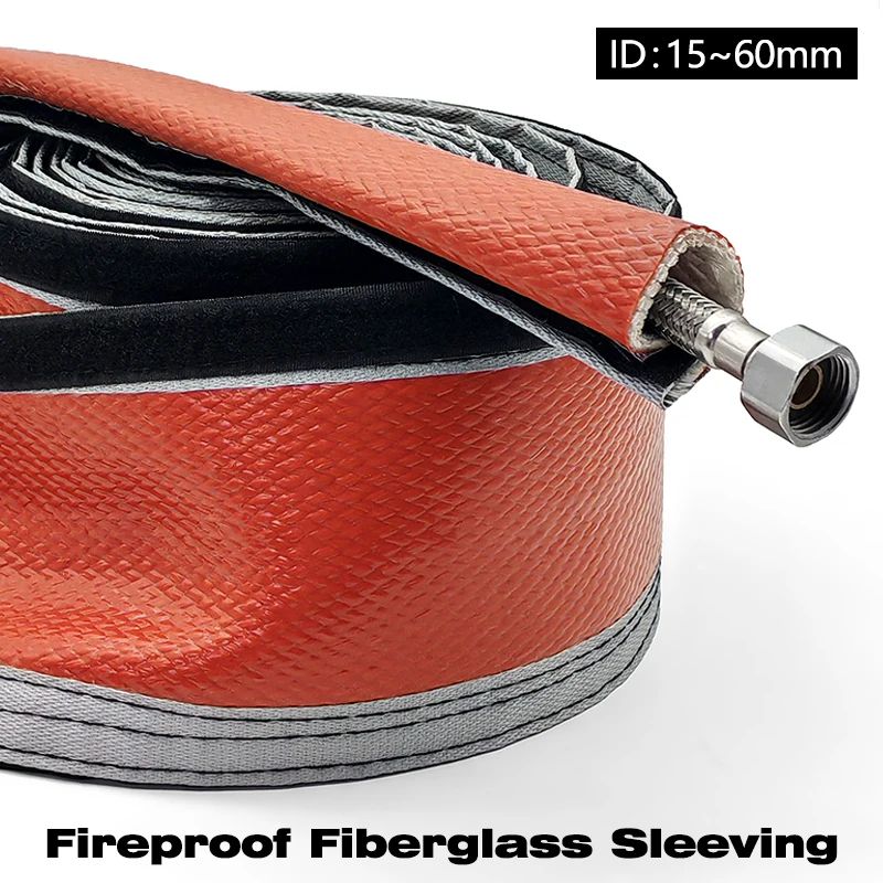 High Temp Self-Adhesive Glass Fiber Braided Fire Sleeve Silicone Resin Coated Wire Pipe Flame Retardant Protector