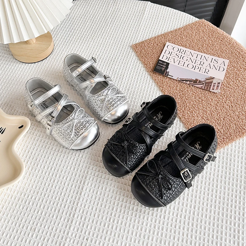 

2025 Autumn New Children Princess Leather Shoes for Girls Fashion Korean Style Soft Bottom Anti-slippery Versatile Bowtie Shoes