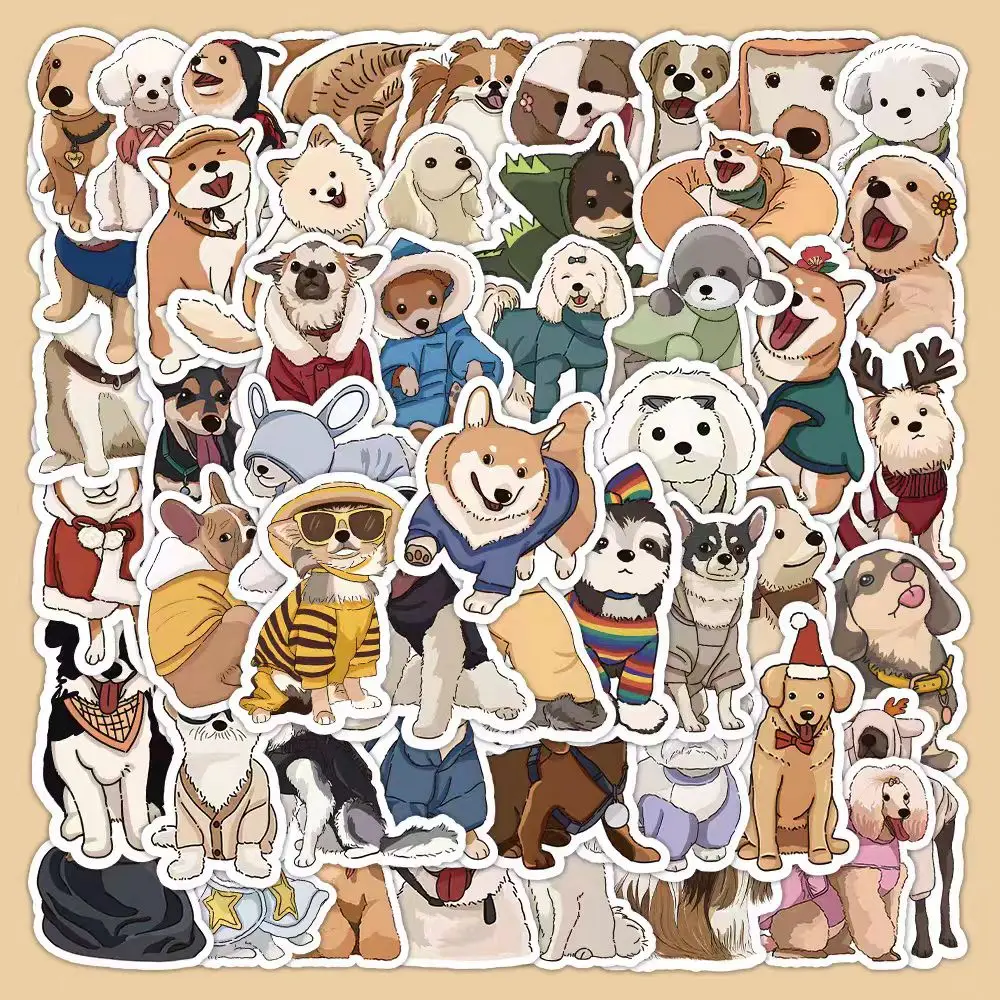 60 autocollants de scrapbooking amusants de dessin animé dessinés à la main-autocollants décoratifs créatifs animaux mignons bricolage