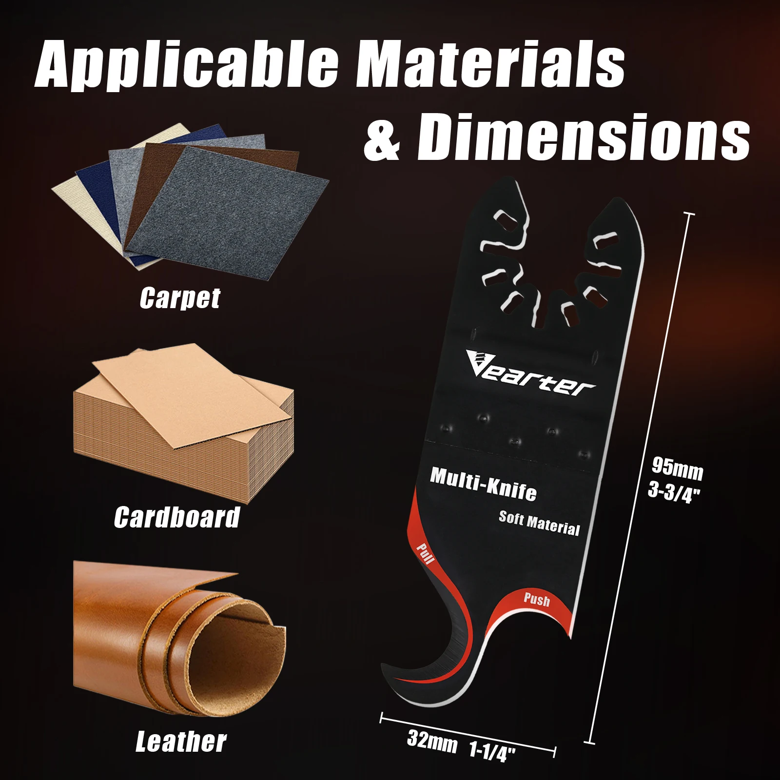 Vearter Oscillating Multi Tool Hook Knife Blade 5PCS Multitool Saw Blades for Cutting Soft Materials Roofing Shingles PVC Carpet