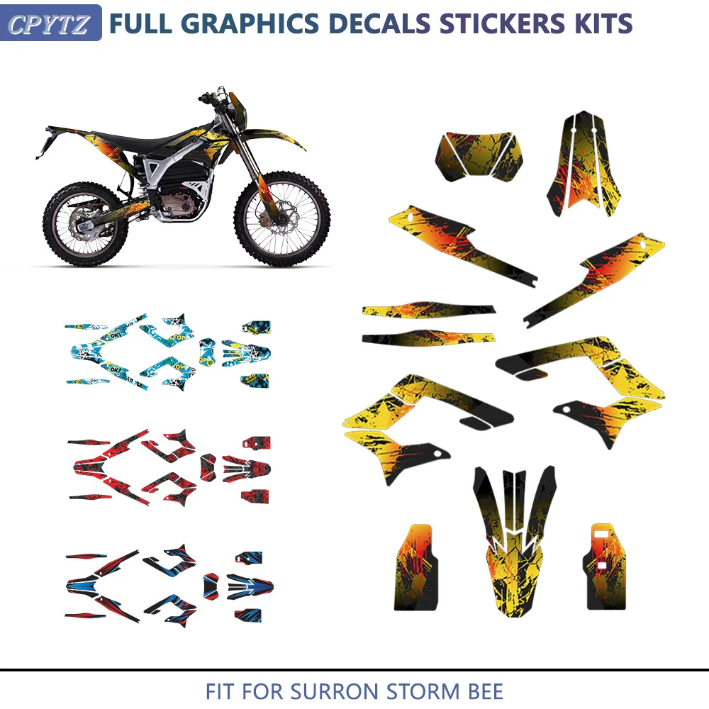 29/31/35mil Thickened Film Motorcycle Fairing Graphics Decal Kit Fit for Sur-Ron Storm Bee Surron 2023-2024 Custom Number Name