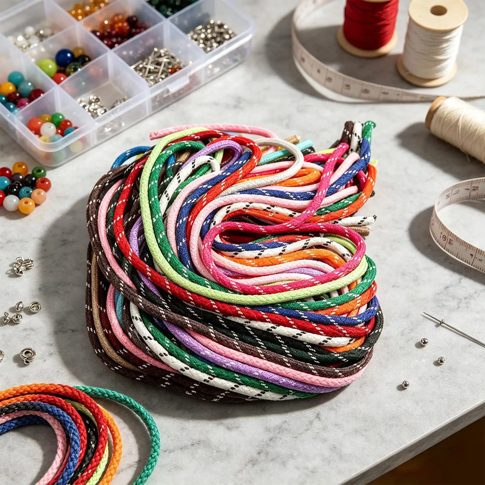 Woven Cord Kit 5mm 22 Colors 72.18 FT Braided Rope for Friendship Bracelet Keyring Bag Charm Lanyard Collar Craft Project