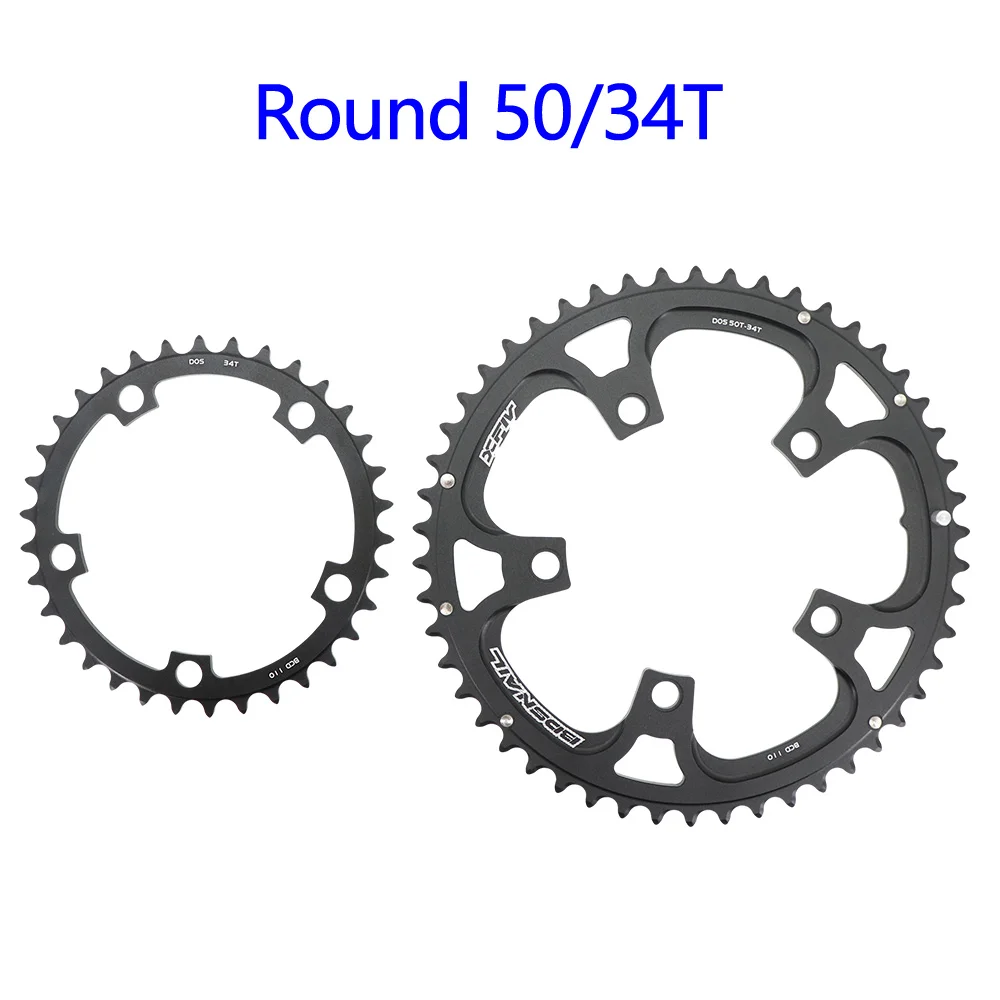 Snail 110BCD Round/Oval 2x Chainring for Shimano for SRAM 8 9 10, 50/34T 52/36T 53/39T 54/40T