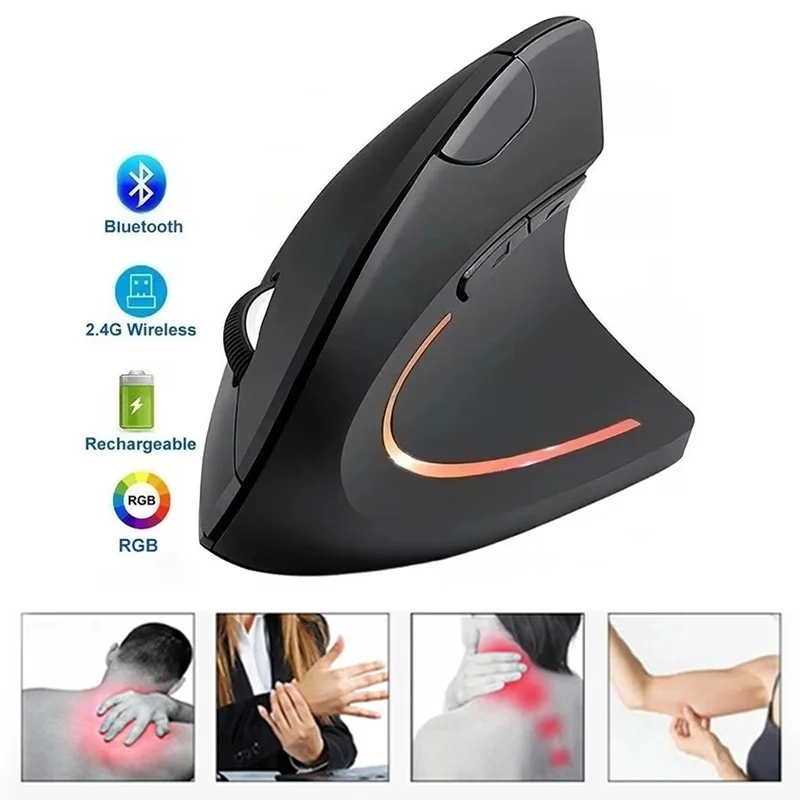 Wireless Vertical Mouse For Computer Smooth Tracking For Desktop Rechargeable Computer Mice Business Ergonomic Work Accessories