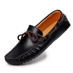 Autumn British Style Loafers Shoes Men Low Cut Lacing Casual Shoes Genuine Leather Fashion Men Shoes Drive Wholesale