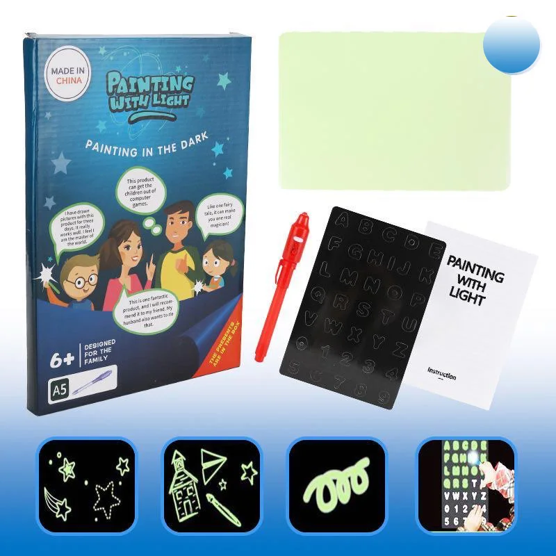 A3 A4 A5 Magic Drawing Pad Board Glow In Dark Fluorescent Pen Voor Kids Lichtgevende Tekentafel Educatief Speelgoed Schilderen schetsblok