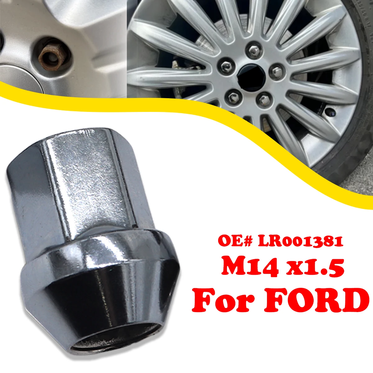 Car Wheel Nuts Alloy For Ford GALAXY S-MAX JAGUAR E-PACE Tire Screw Lug Bolt Nut LR001381 M14x1.5 Replacement Parts Accessories