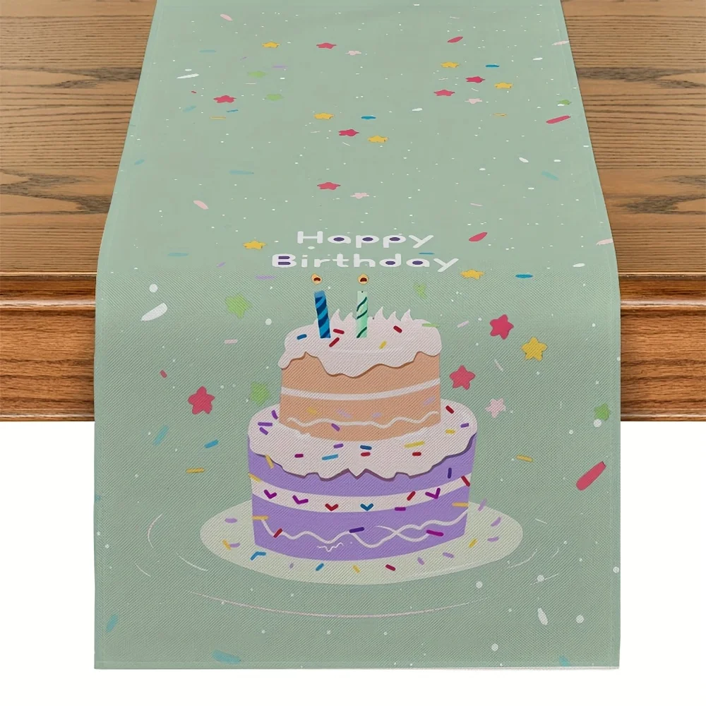 1 Piece Birthday Party Cake - with Colorful Sugar Sprinkles, Star Table Runner, Suitable for Farmhouse, Indoor, Kitchen, Celebrations, Table Decorations, Restaurant and Banquet Decoration Supplies