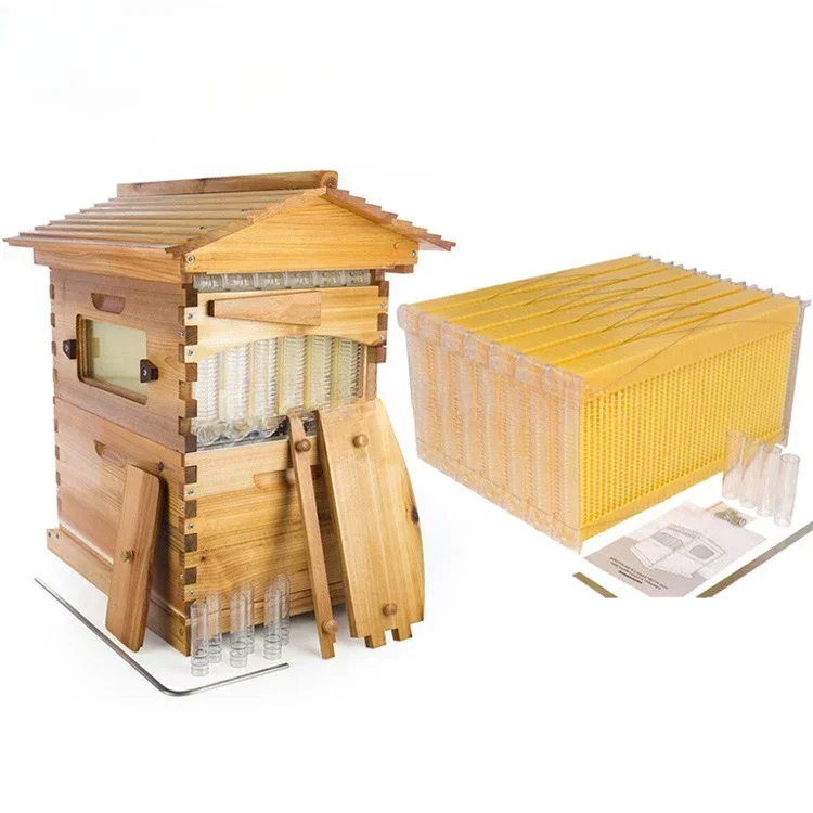 Flows Beehive & 7 Auto Frames China Fir Wax Coated Self Flowing Hive Automatic