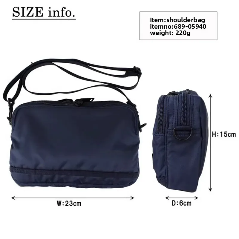 Pure Black Waterproof Nylon Outdoor Shoulder Bag for Men Casual Unisex Crossbody Bag Simple Stylish Multi-Functional Small Ba...