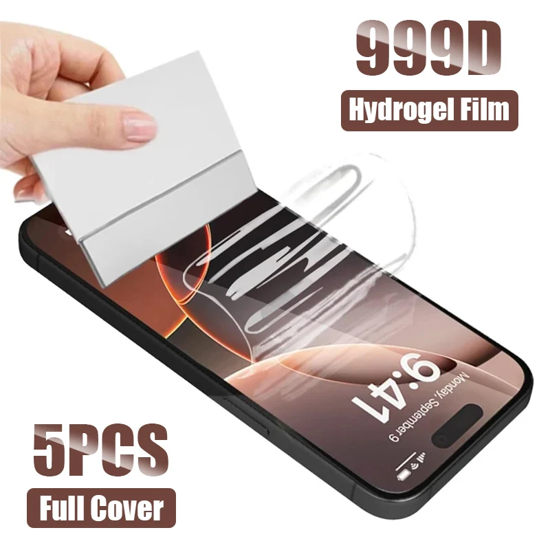 

5PCS Hydrogel Film For iPhone 17 16 15 14 Pro Max 16E 17E Screen Protector For iPhone 13 12 11 Pro Xr Xs Max 7 8 Plus SE 2020